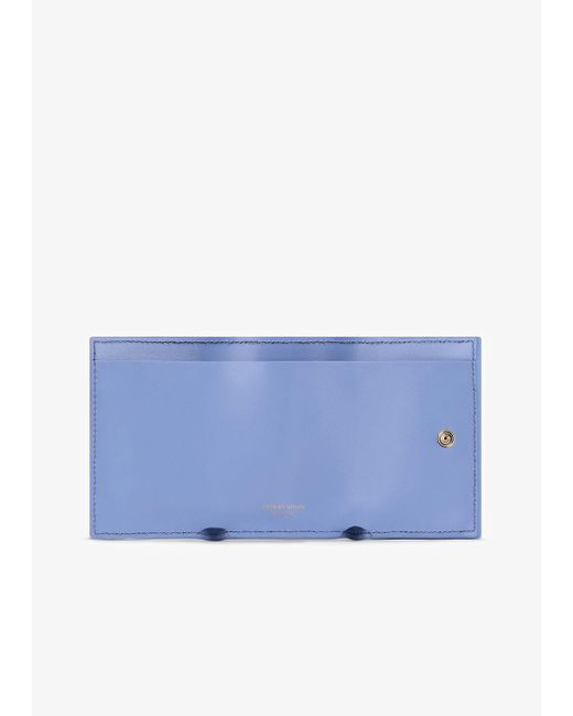 Giorgio Armani Blue Mini La Prima Trifold Wallet In Palmellato Leather