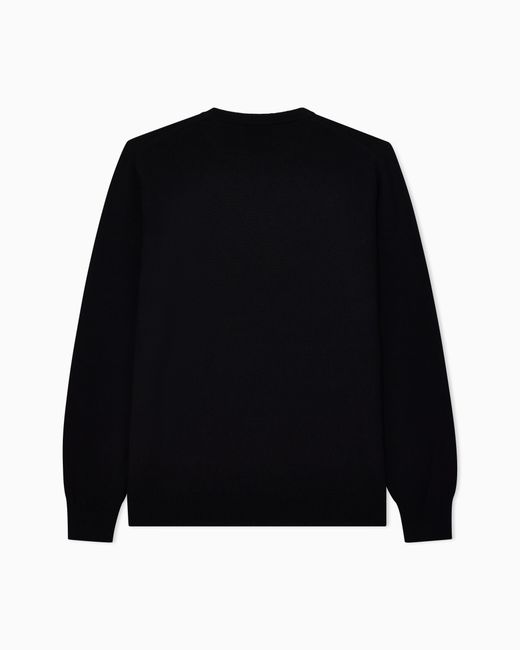 Giorgio Armani Black Cashmere Crew-Neck Jumper for men