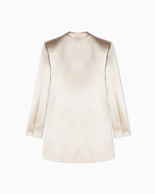 Giorgio Armani Natural Double-Breasted Silk Satin Jacket