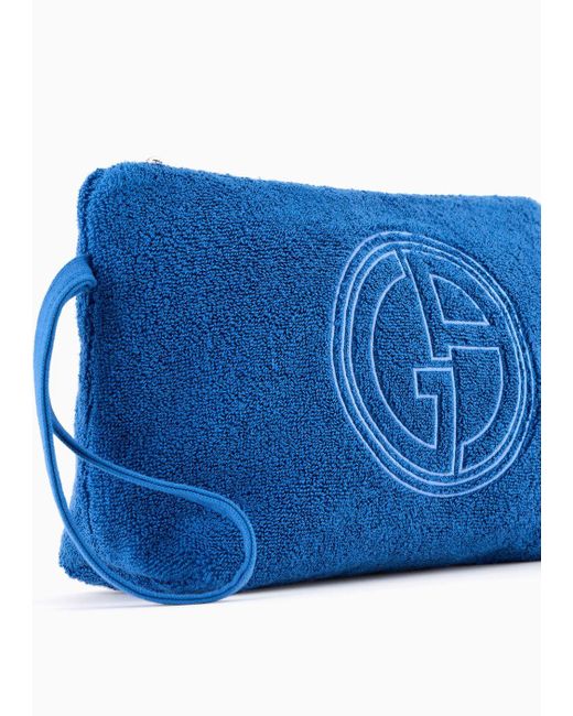 Giorgio Armani Blue Cotton Terry Clutch Bag