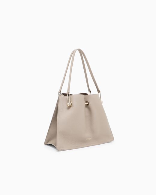 Giorgio Armani Natural Pebbled Bag With Double Leather Handles
