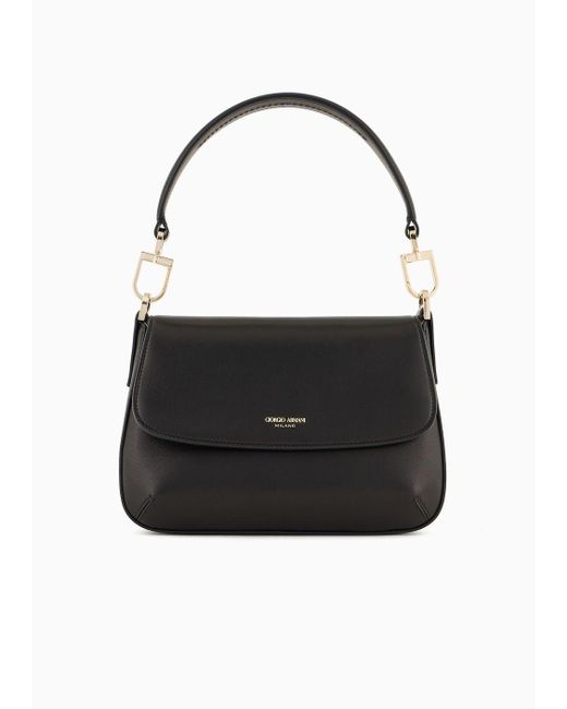 Giorgio Armani Black Small La Prima Soft Baguette Bag In Nappa Leather