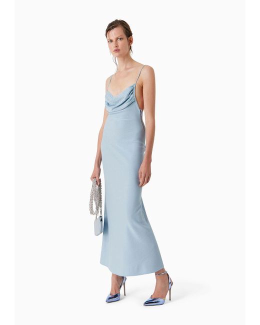 Giorgio Armani Blue Bonded-viscose Long Dress