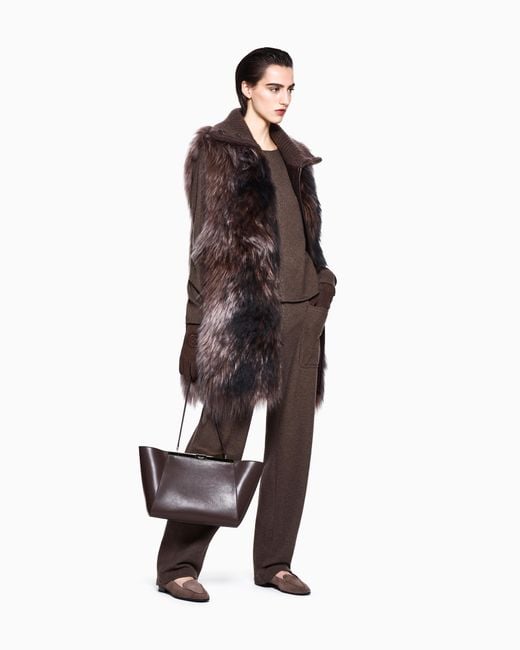 Giorgio Armani Purple Shearling Vest With High Ribbed Cashmere Collar