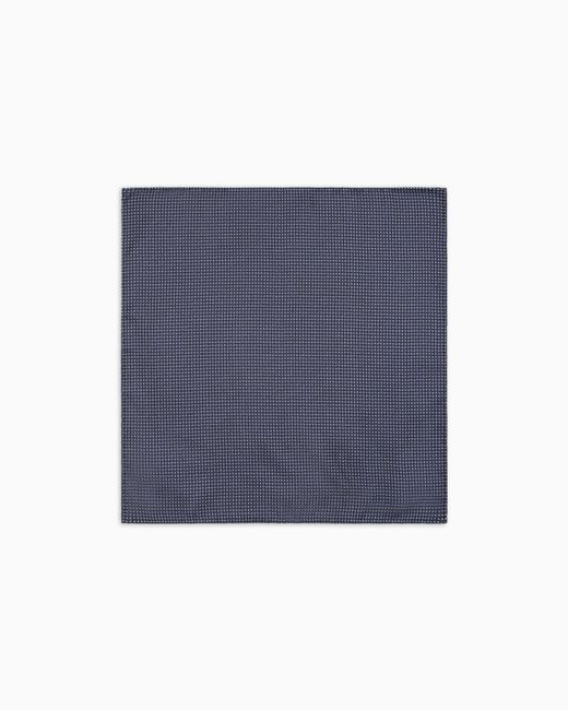 Giorgio Armani Blue Geometric Silk Jacquard Pocket Square for men