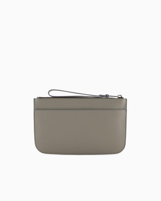 Giorgio Armani Gray Nappa Leather Clutch Bag for men