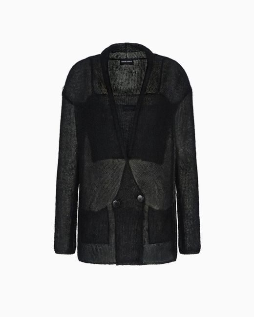 Giorgio Armani Black Mohair Wool-Blend Top And Double-Breasted Cardigan Twinset