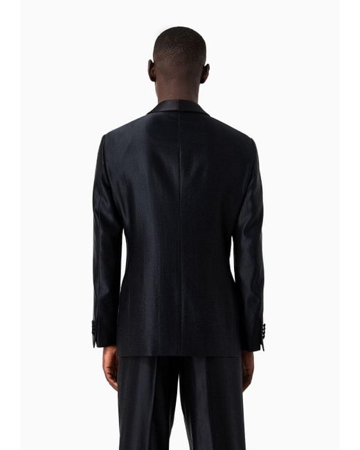 Giorgio Armani Black Soho Line Wool And Silk Satin Tuxedo Jacket for men