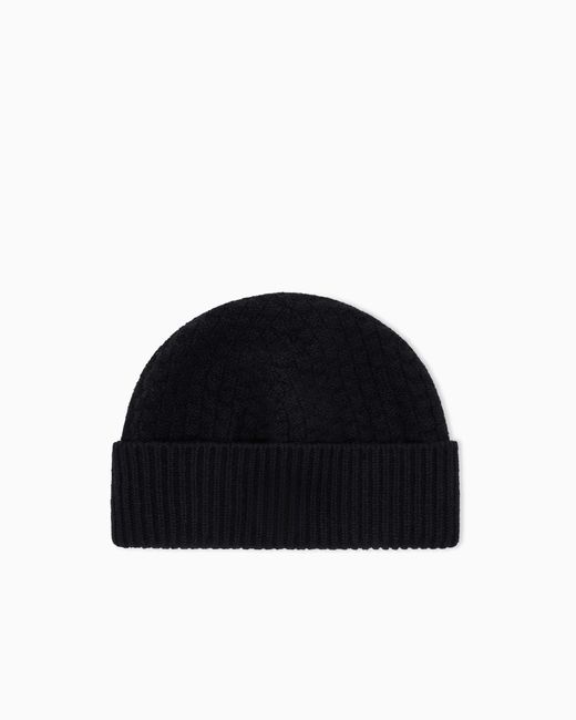 Giorgio Armani Black Beanie Hat for men