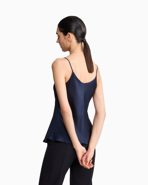 Giorgio Armani Blue Silk Charmeuse Top