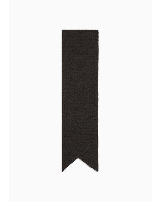 Giorgio Armani Black Silk And Cotton Seersucker Blend Scarf for men
