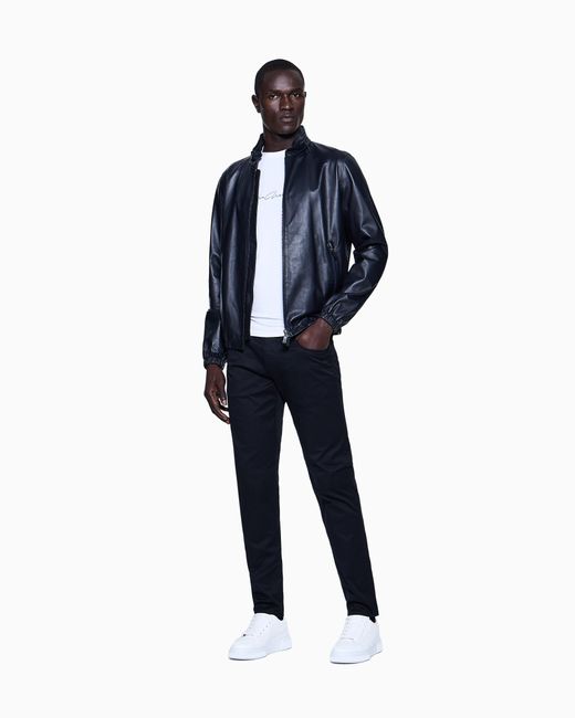 Giorgio Armani Black Stretch-Cotton, Five-Pocket Trousers for men