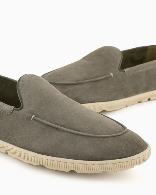 Giorgio Armani White Suede Slip-Ons for men