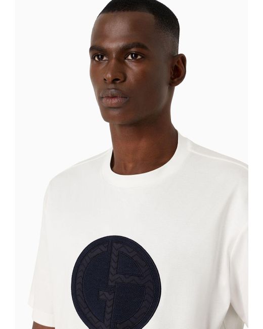 T-shirt Ras-du-cou En Interlock De Pur Coton Giorgio Armani pour homme en coloris White
