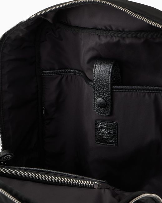 Mochila De Nailon Y Cuero Plena Flor Asv Giorgio Armani de hombre de color Black