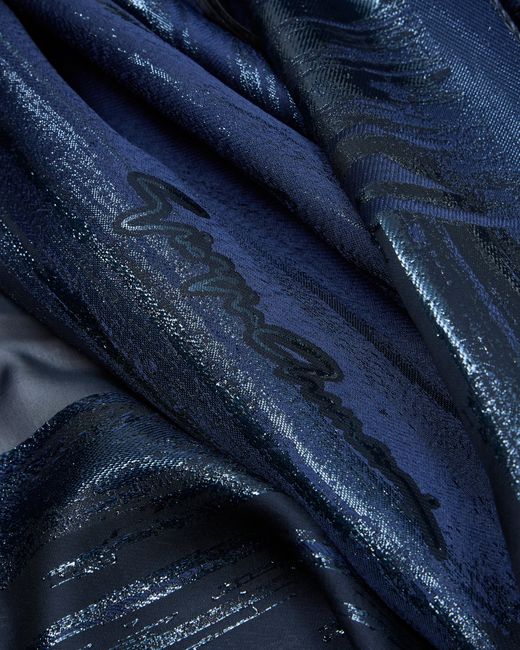 Estola De Seda Y Tejido Laminado Giorgio Armani de color Blue