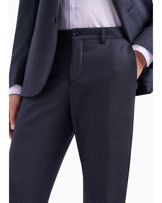 Giorgio Armani Blue Soho Line Single-breasted Suit In Pinpoint-effect Virgin-wool Serge for men