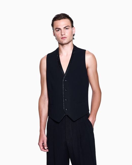 Giorgio Armani Blue Single-Breasted Waistcoat for men