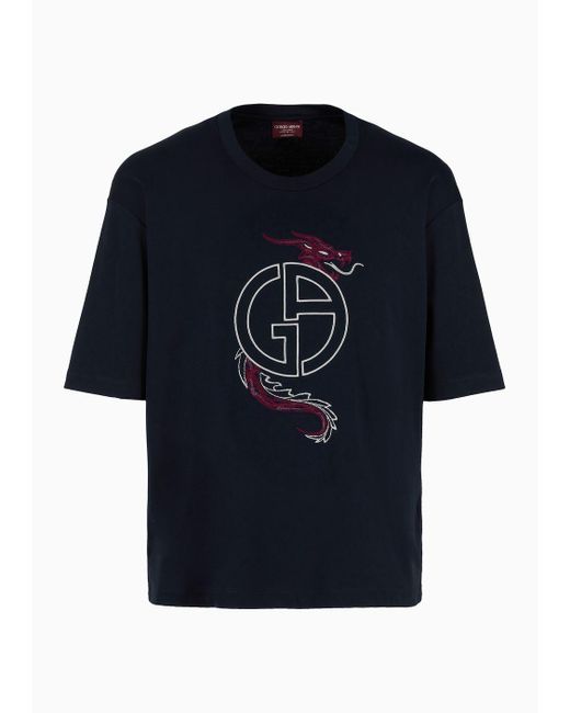 Giorgio Armani T-shirt Mit Rundhalsausschnitt Aus Bio-baumwolljersey in Blue für Herren