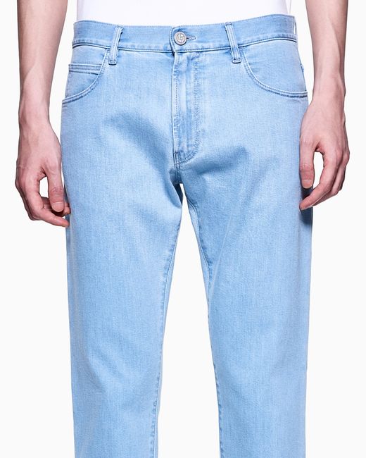 Giorgio Armani Blue Five-Pocket, Regular-Fit, Stretch Cotton-Denim Trousers for men