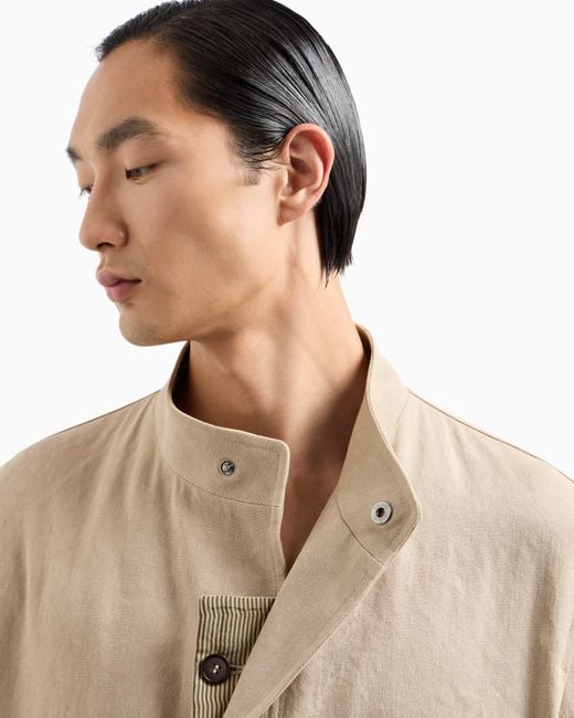 Giorgio Armani Natural Hemp And Cotton Pea Coat for men