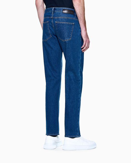 Giorgio Armani Blue Five-Pocket, Regular-Fit, Stretch-Cotton Denim Trousers for men