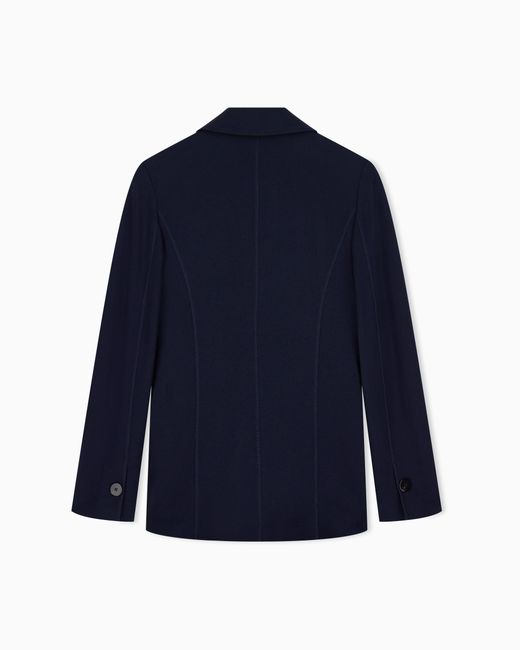 Giorgio Armani Blue Pure Cashmere Jersey Double-Breasted Jacket