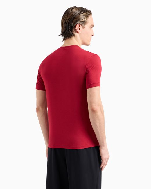 Giorgio Armani T-Shirt Mit Rundhalsausschnitt Und Kurzen Ärmeln, Gefertigt Aus Elastischem Viskose-Jersey in Red für Herren