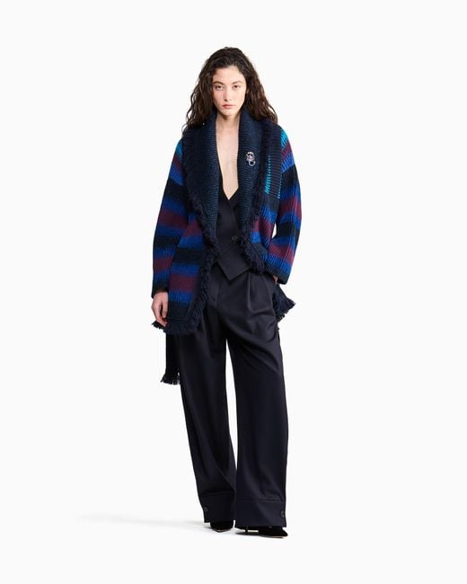 Giorgio Armani Blue For Alanui Lightweight Pure Virgin Wool Cloth Waistcoat