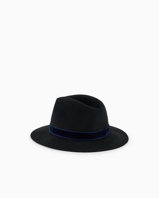 Giorgio Armani Black Rabbit Fur Hat With Velvet Detail
