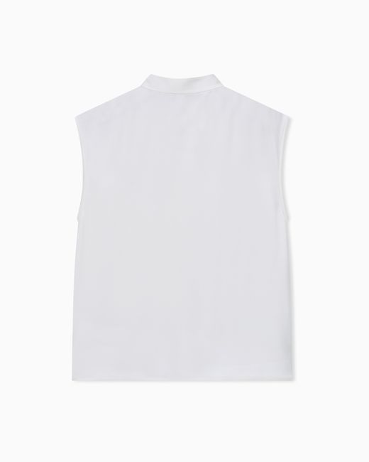 Giorgio Armani White Shirt With Sleeveless Mandarin Collar
