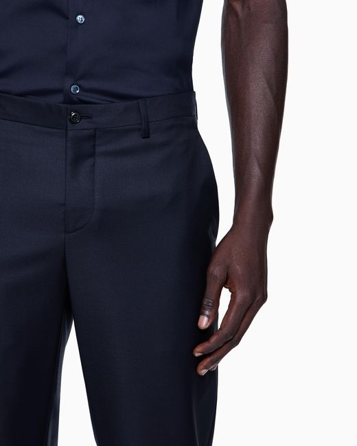 Giorgio Armani Blue Wool And Cashmere Gabardine Trousers for men