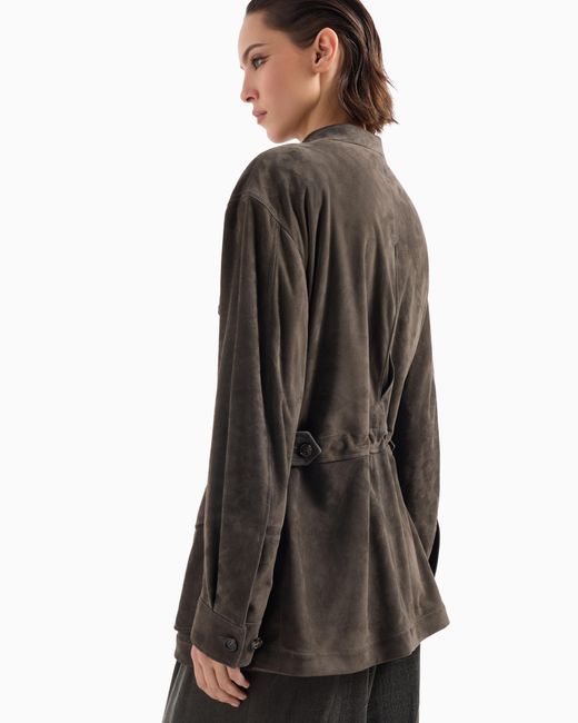Giorgio Armani Brown Suede Oversized Pea Coat