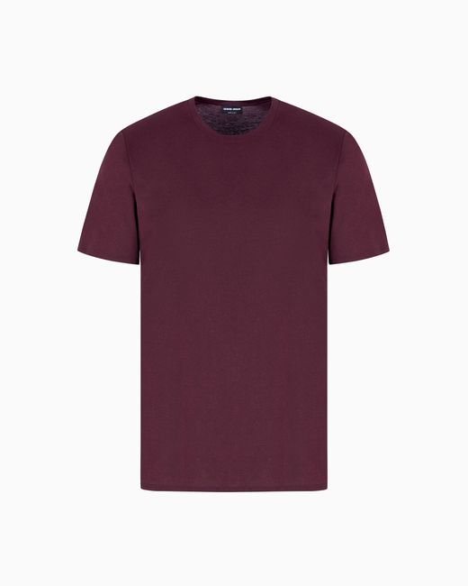 Camiseta De Cuello Redondo En Punto De Algodón Giorgio Armani de hombre de color Purple