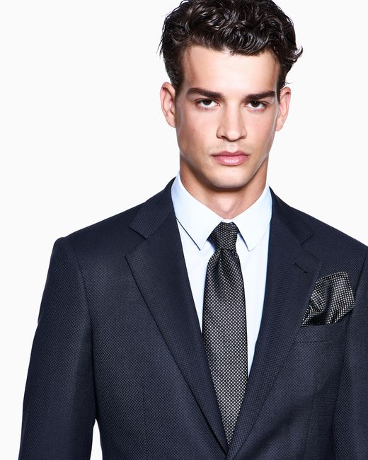 Giorgio Armani White Silk Tie With Jacquard Micro-Pattern for men