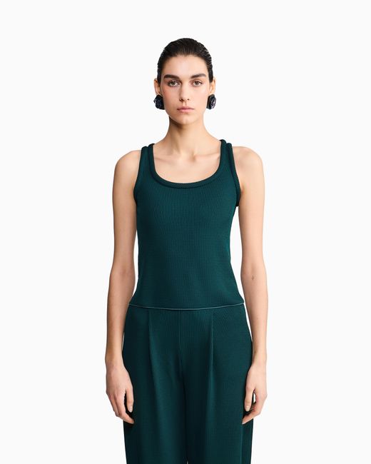Giorgio Armani Green Ribbed Viscose Top