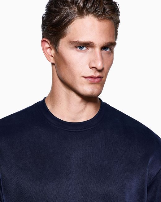 Giorgio Armani Blue Cupro-Jersey Crew-Neck T-Shirt for men