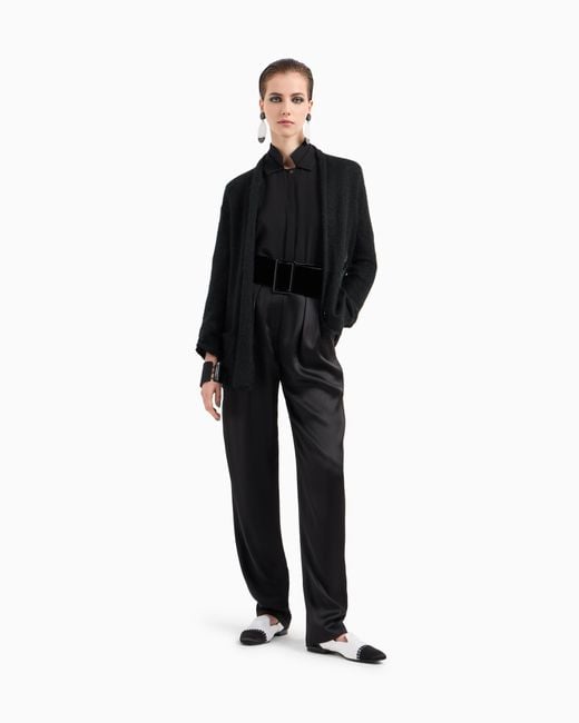 Giorgio Armani Black Mohair Wool-Blend Top And Double-Breasted Cardigan Twinset