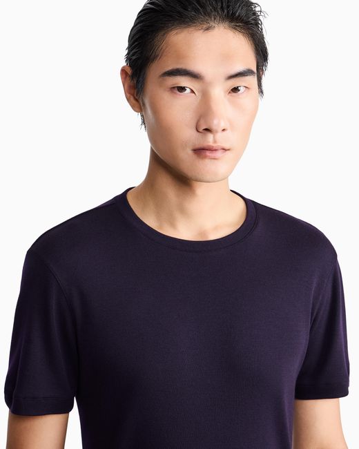 Giorgio Armani Blue Crew-Neck, Short-Sleeved Jumper for men