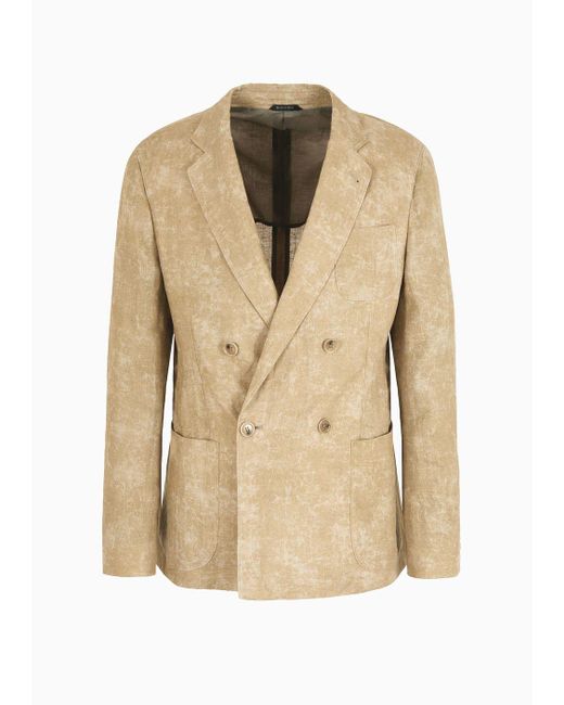 Giorgio Armani Natural Upton Line Linen Double-breasted Jacket for men