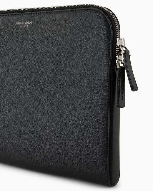 Giorgio Armani Black Leather Document Holder for men