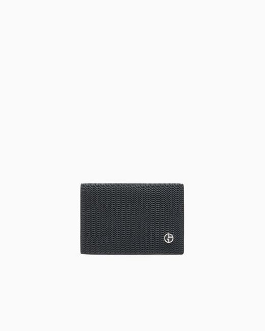 Giorgio Armani White Printed Leather Ticket Holder for men
