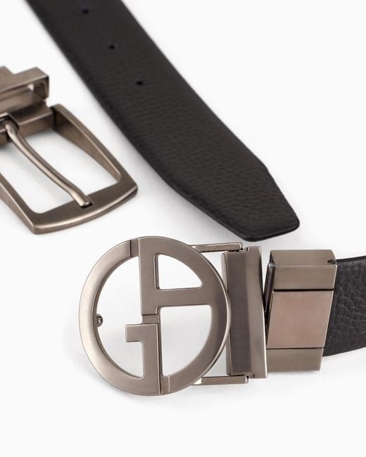 Giorgio Armani White Gift Box With Reversible Leather Belt And Two Buckles for men
