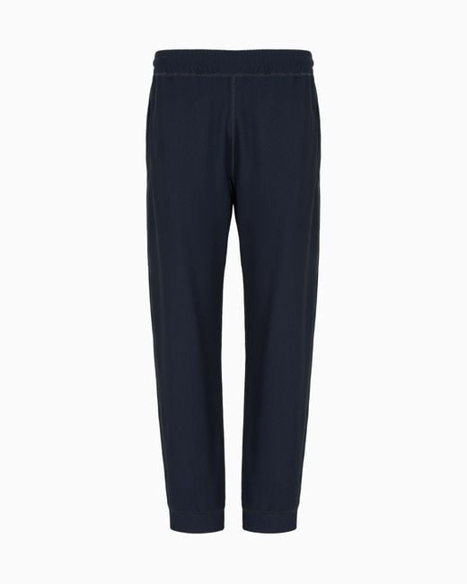 Giorgio Armani Blue Stretch Jersey Flat-Front Trousers for men