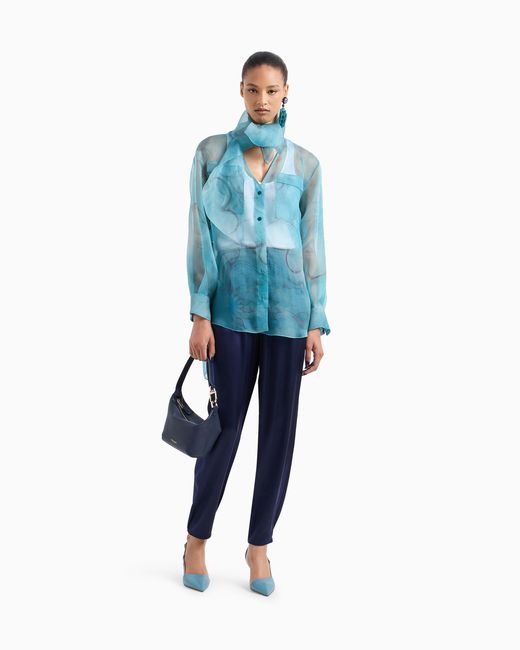 Giorgio Armani Blue Small La Prima Soft Hobo Bag