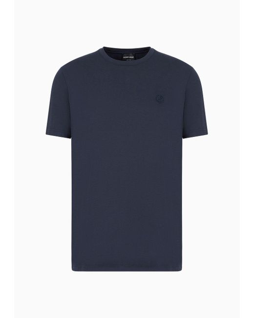 Giorgio Armani Blue Stretch-jersey Loungewear Short-sleeved T-shirt for men
