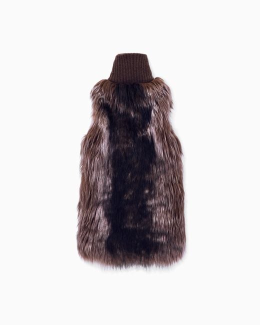 Giorgio Armani Purple Shearling Vest With High Ribbed Cashmere Collar