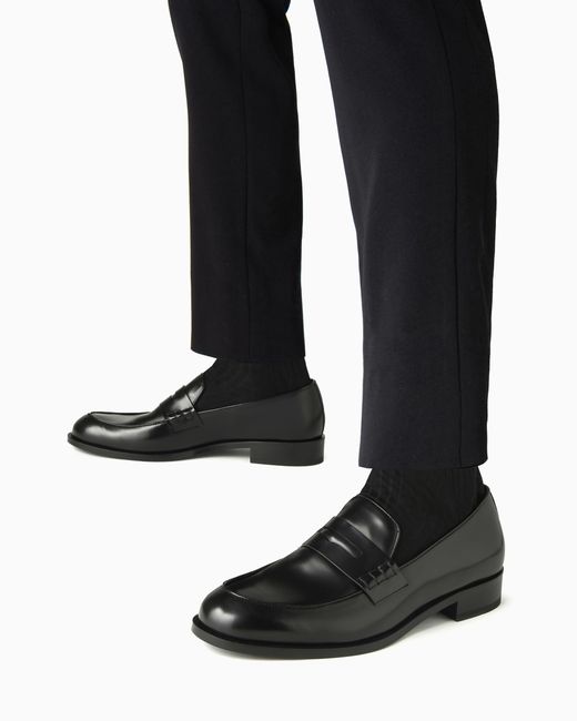 Giorgio Armani White Leather Loafers for men