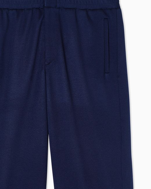 Giorgio Armani Blue Cashmere Double Jersey Flat-Front Trousers for men