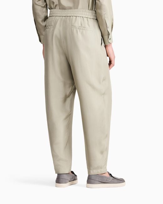 Giorgio Armani White Trouser Regular Fit Silk Habotai With Cupro Lining for men